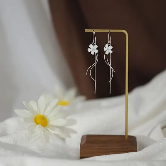 Gold Plated Daisy Threader Earrings