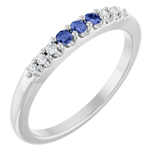 Diamond and Tanzanite Stackable Ring, 14kwhite or 14k yellow gold