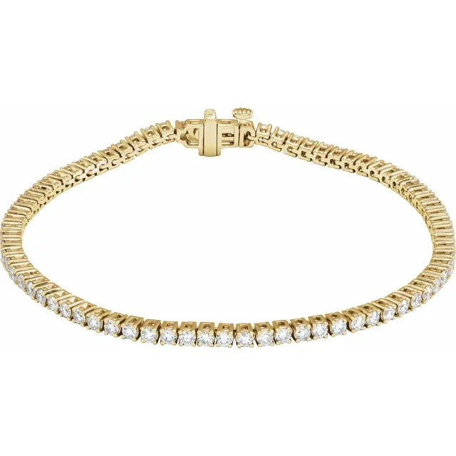 3.00 Carat Lab Diamond Tennis Bracelet in 14k Yellow Gold 7 inches