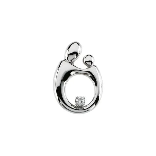 14k White Gold, Mother and Child Slide Pendant