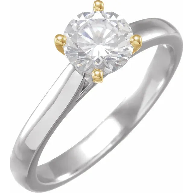 1.22Ct VS2, E, 14K White/Yellow Solitaire Engagement Ring