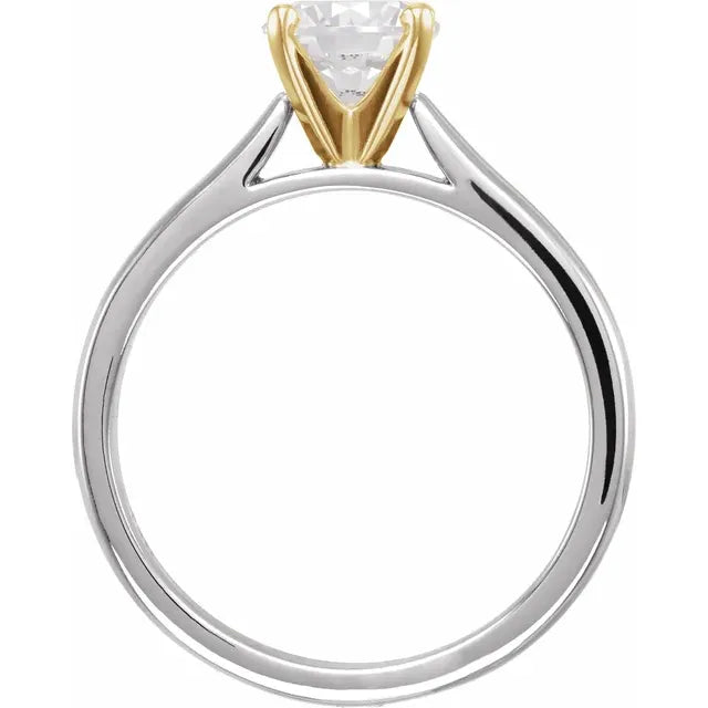 1.22Ct VS2, E, 14K White/Yellow Solitaire Engagement Ring